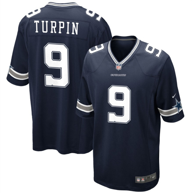 Men's Dallas Cowboys #9 KaVontae Turpin Navy Football Stitched Game Jersey